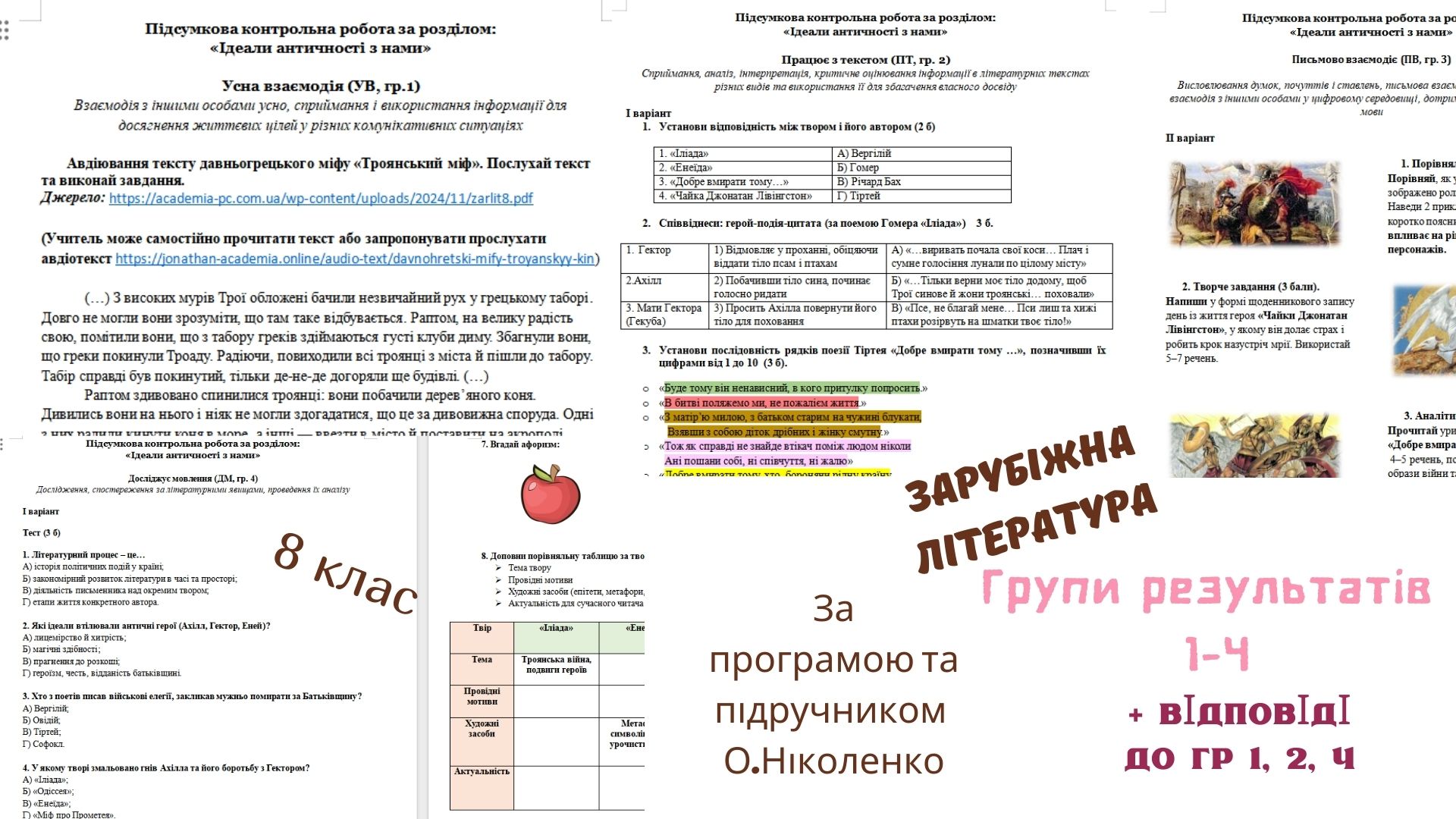 Контрольна робота Зарубіжна література 8 клас - зображення Skoln