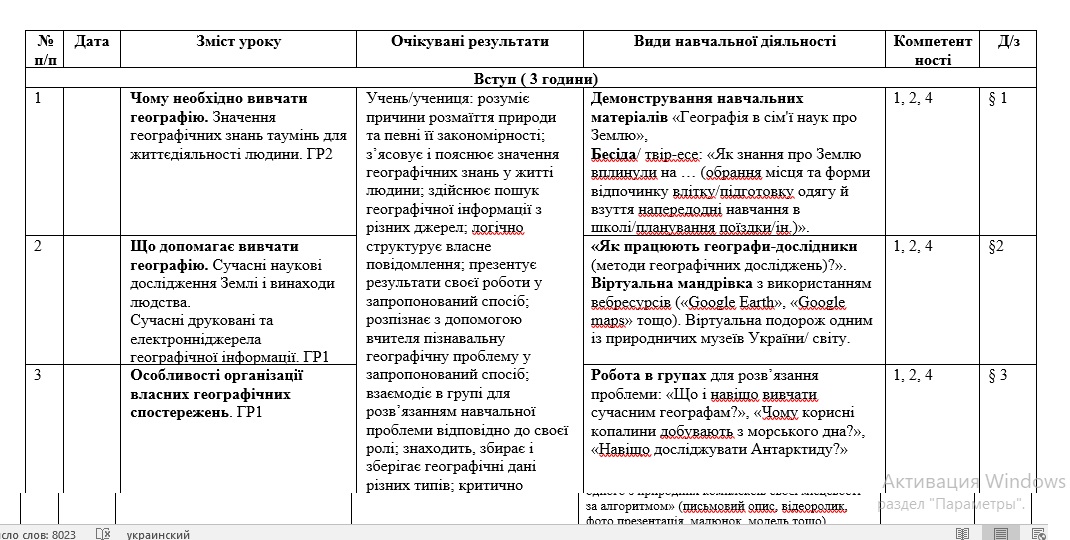КТП Географія 6 клас - зображення Skoln