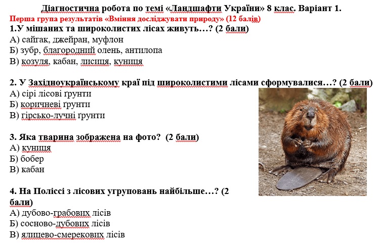 Контрольна робота Географія 8 клас - зображення Skoln