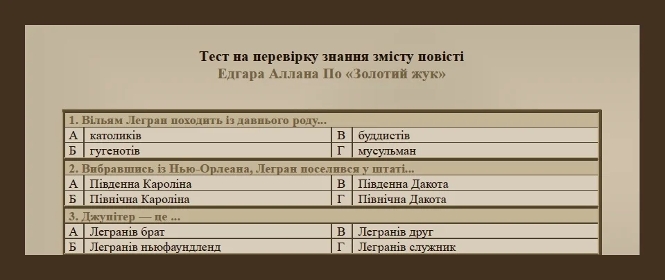 Тест Зарубіжна література 7 клас - зображення Skoln