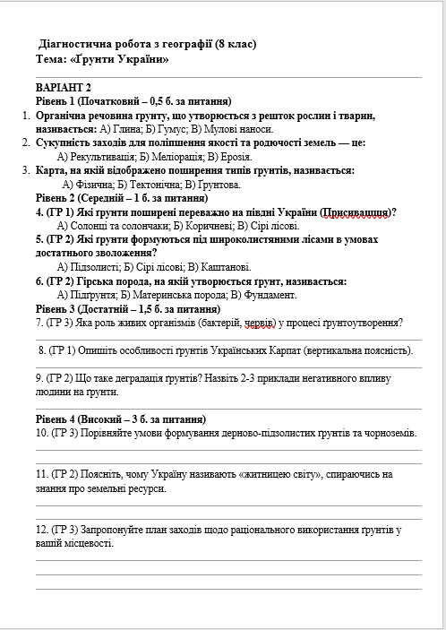 Контрольна робота Географія 8 клас - зображення Skoln