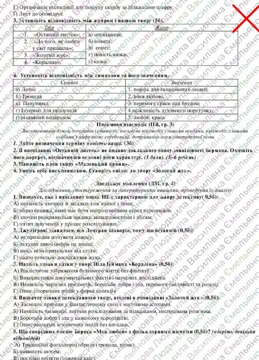 Контрольна робота Зарубіжна література 7 клас - зображення Skoln