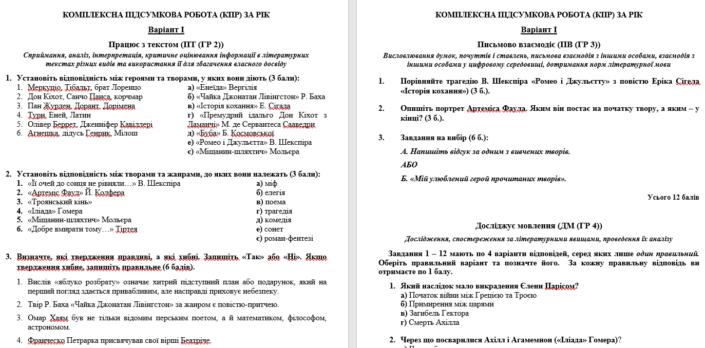 Контрольна робота Зарубіжна література 8 клас - зображення Skoln