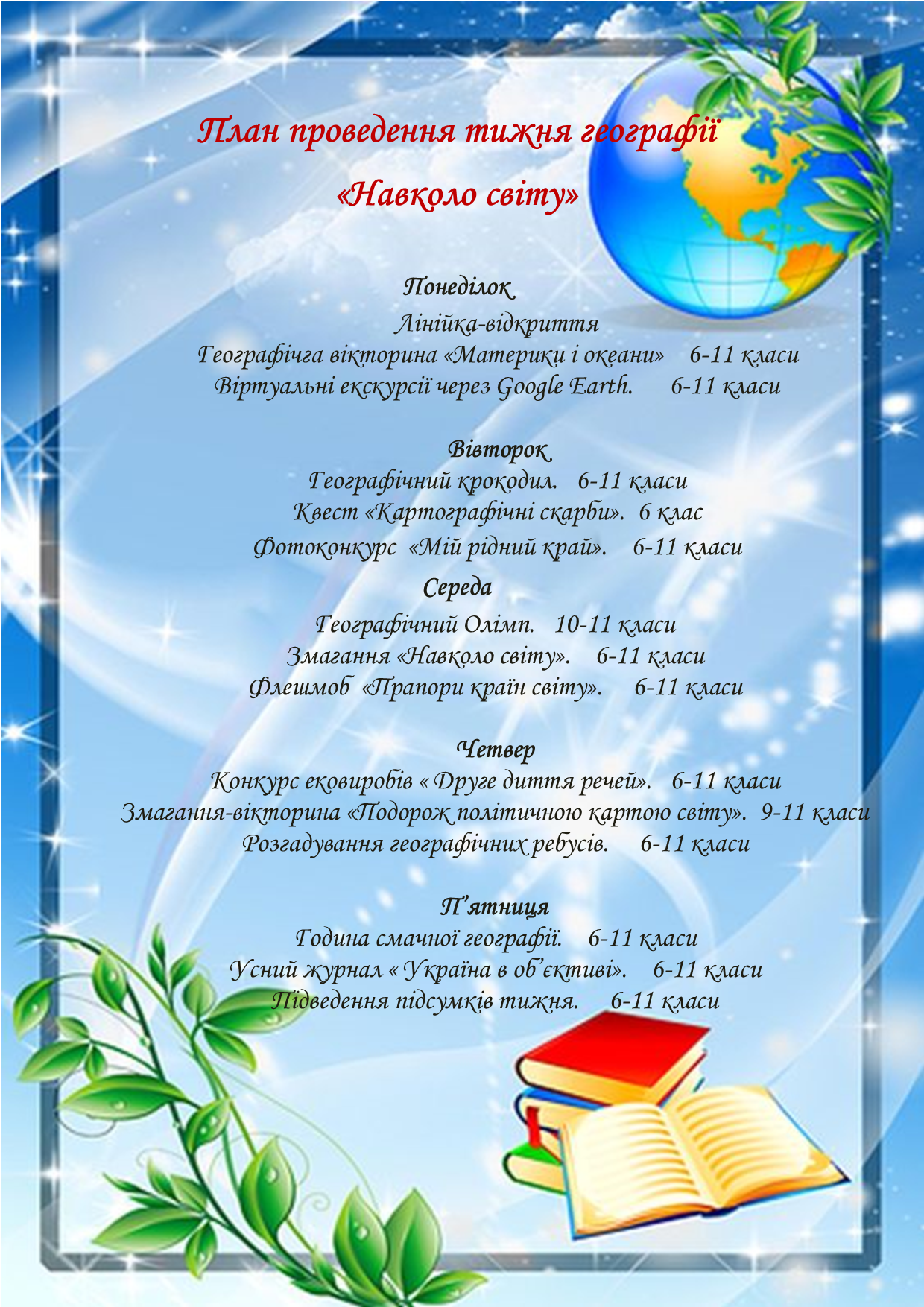 Позакласний захід Географія 6 клас, 7 клас, 8 клас, 9 клас, 10 клас, 11 клас - зображення Skoln