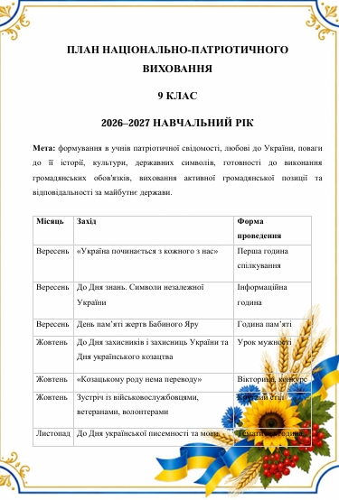 Методичні матеріали Виховна робота 9 клас - зображення Skoln