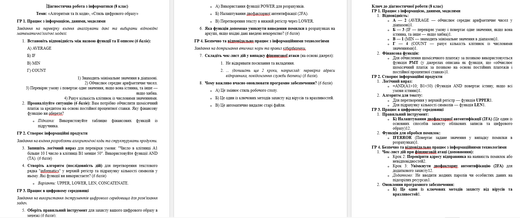 Контрольна робота Інформатика 8 клас - зображення Skoln
