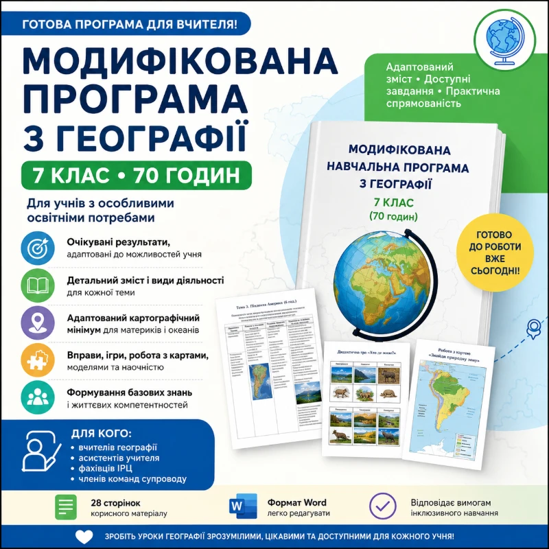 Робоча програма Географія 7 клас - зображення Skoln