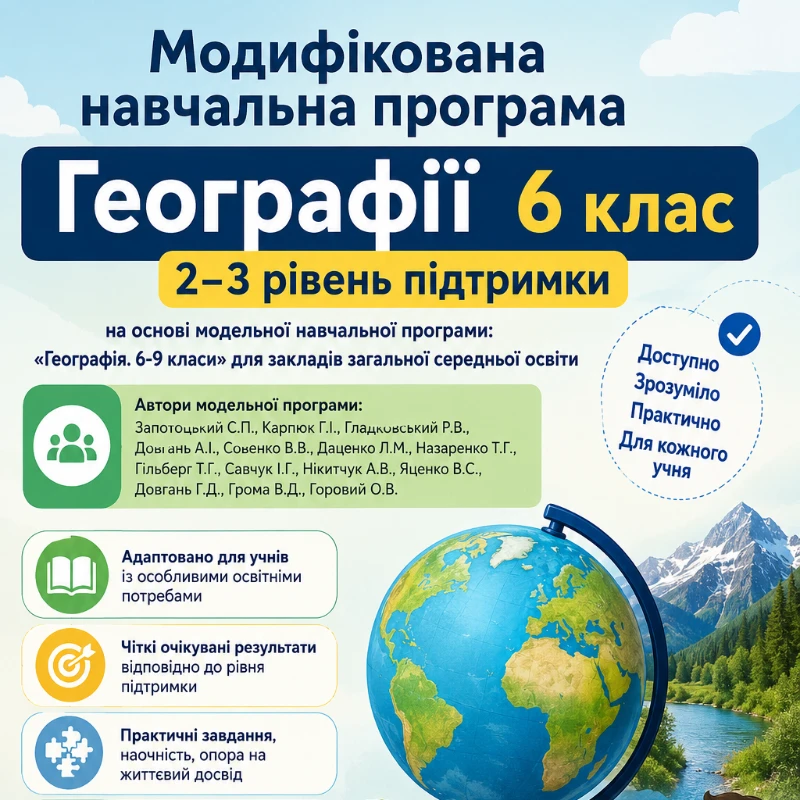 Робоча програма Географія 6 клас - зображення Skoln