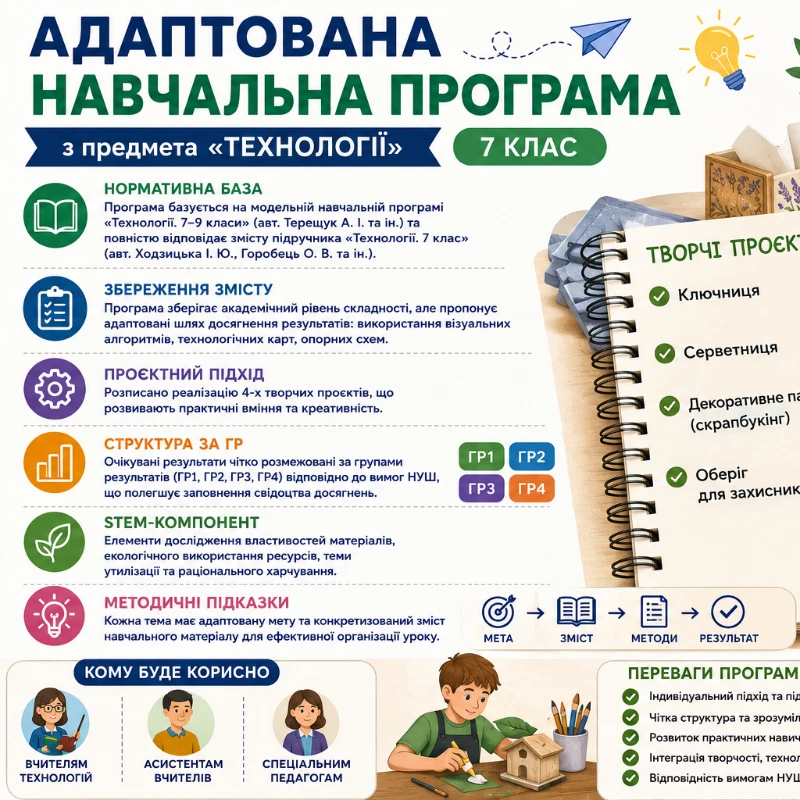 Робоча програма Технології 7 клас - зображення Skoln