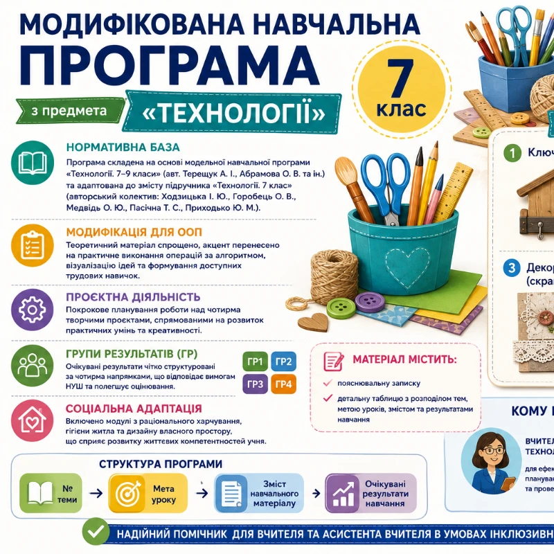 Робоча програма Технології 7 клас - зображення Skoln