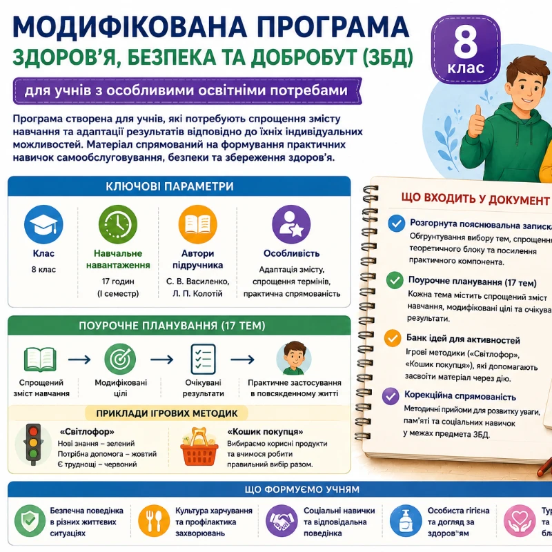 Робоча програма Здоров’я, безпека та добробут 8 клас - зображення Skoln