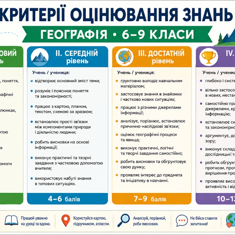 Методичні матеріали Географія 6 клас, 7 клас, 8 клас, 9 клас - зображення Skoln