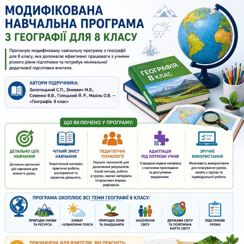 Робоча програма Географія 8 клас - зображення Skoln