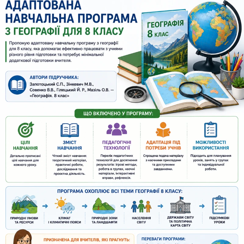 Робоча програма Географія 8 клас - зображення Skoln