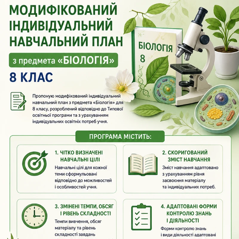 Робоча програма Біологія 8 клас - зображення Skoln