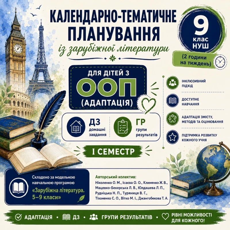 КТП Зарубіжна література 9 клас - зображення Skoln