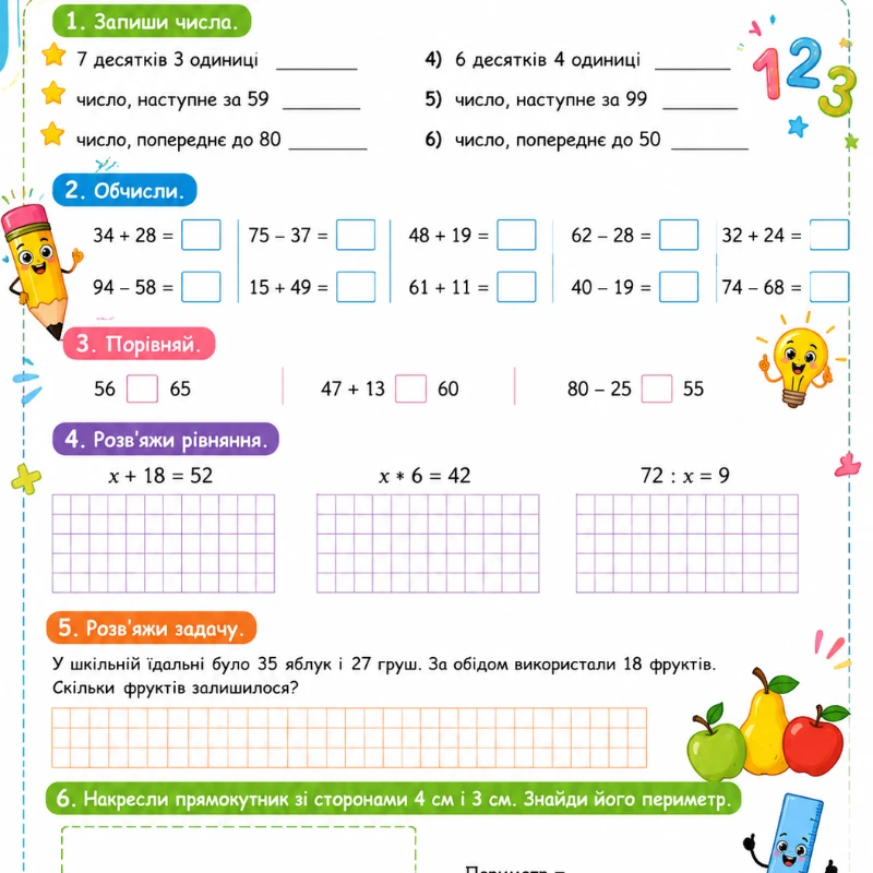 Контрольна робота Математика 3 клас - зображення Skoln