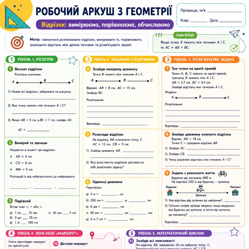 Робочий аркуш Геометрія 7 клас - зображення Skoln