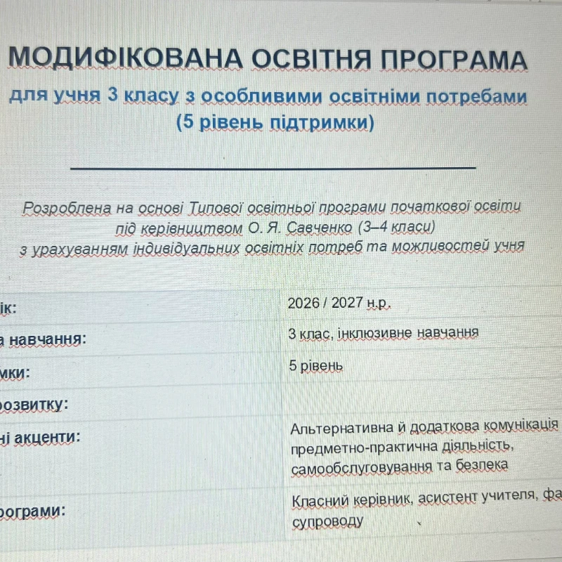Робоча програма Інклюзія 3 клас - зображення Skoln