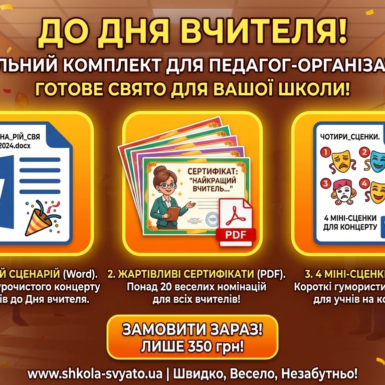 Позакласний захід Виховна робота 1 клас, 2 клас, 3 клас, 4 клас, 5 клас, 6 клас, 7 клас, 8 клас, 9 клас, 10 клас, 11 клас, Всі класи, Дошкілля, Молодші класи, Старші класи - зображення Skoln