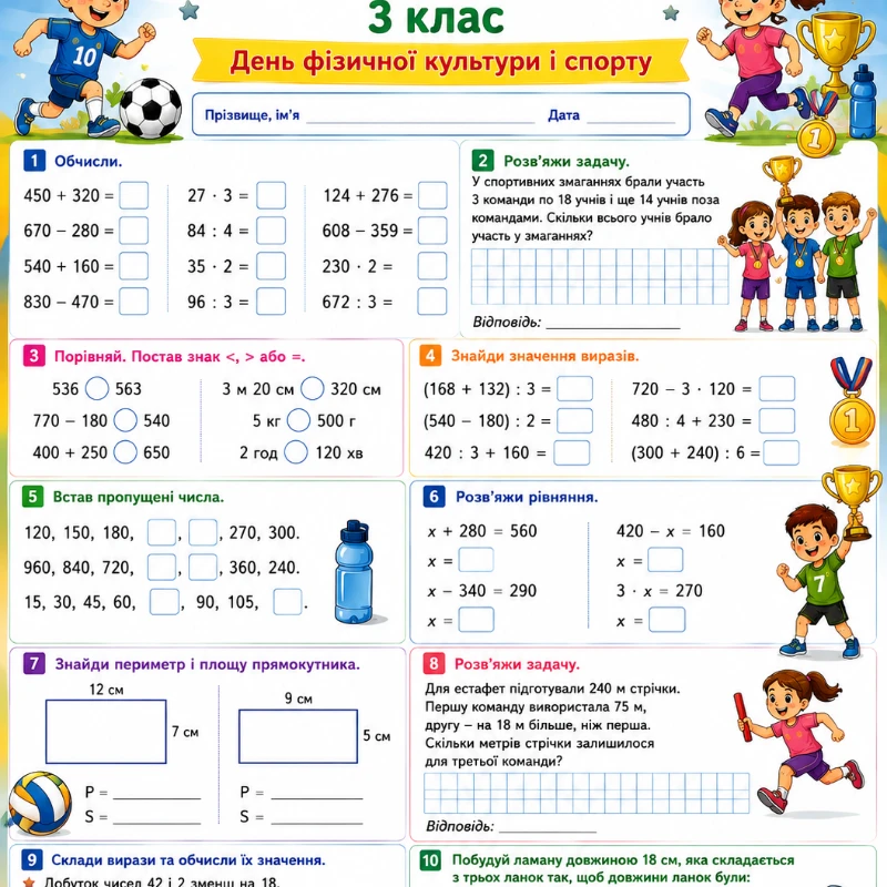 Робочий аркуш Всі предмети 3 клас - зображення Skoln