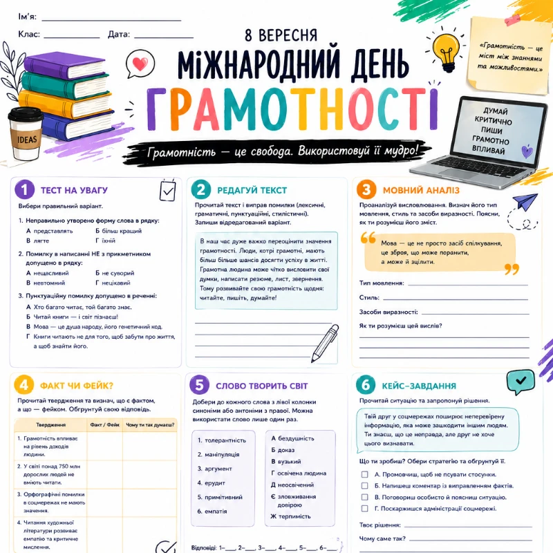 Робочий аркуш Виховна робота 5 клас, 6 клас, 7 клас, 8 клас, 9 клас, 10 клас, 11 клас - зображення Skoln