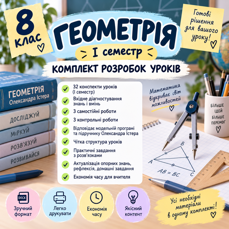 Конспект уроку Геометрія 8 клас - зображення Skoln