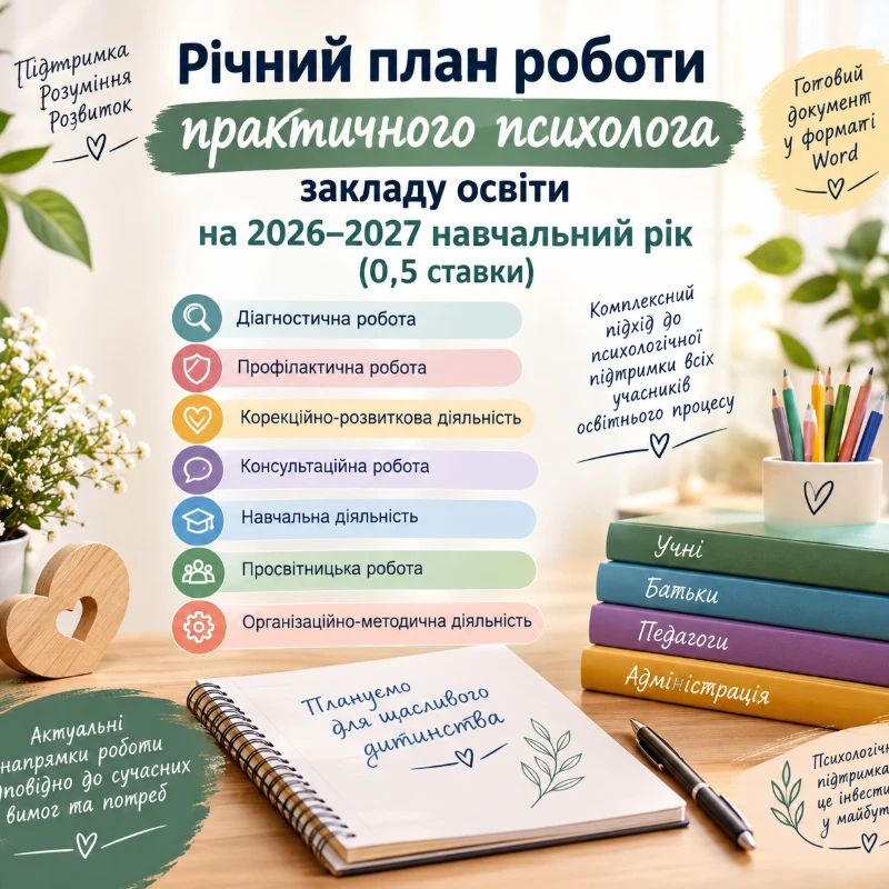 Робоча програма Психолог 1 клас, 2 клас, 3 клас, 4 клас, 5 клас, 6 клас, 7 клас, 8 клас, 9 клас - зображення Skoln