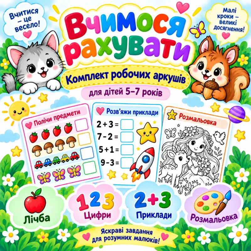 Робочий аркуш Математика 1 клас, 2 клас, 3 клас, 4 клас, Дошкілля, Молодші класи - зображення Skoln
