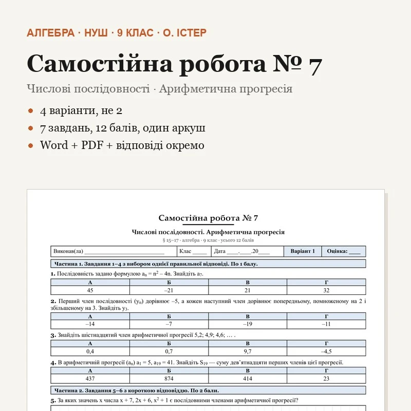Контрольна робота Алгебра 9 клас - зображення Skoln