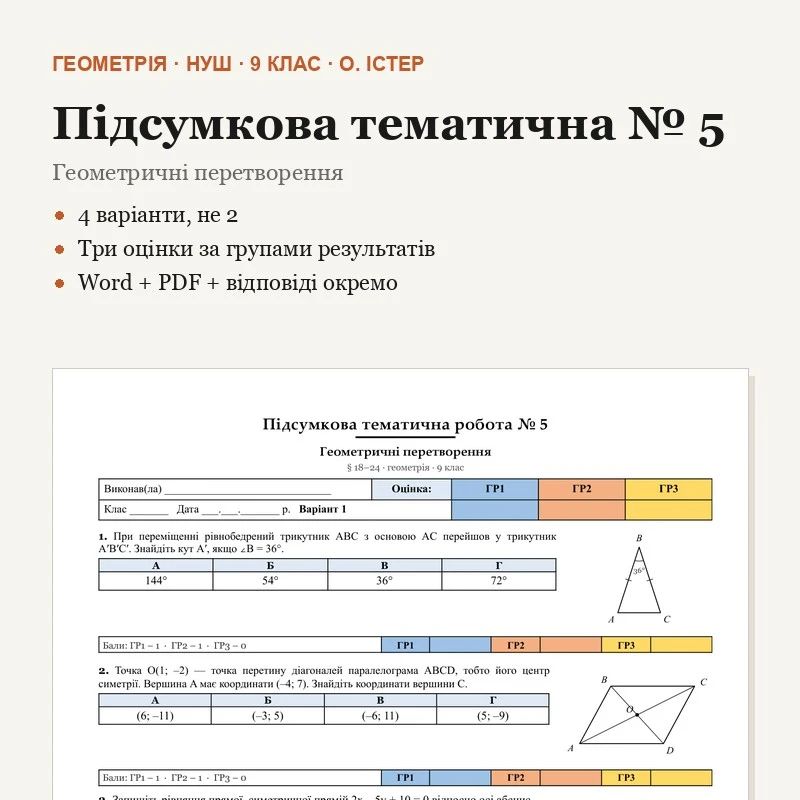 Контрольна робота Геометрія 9 клас - зображення Skoln