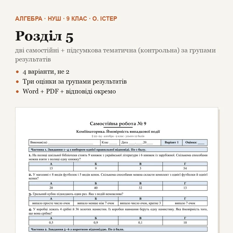 Комплект Алгебра 9 клас - зображення Skoln