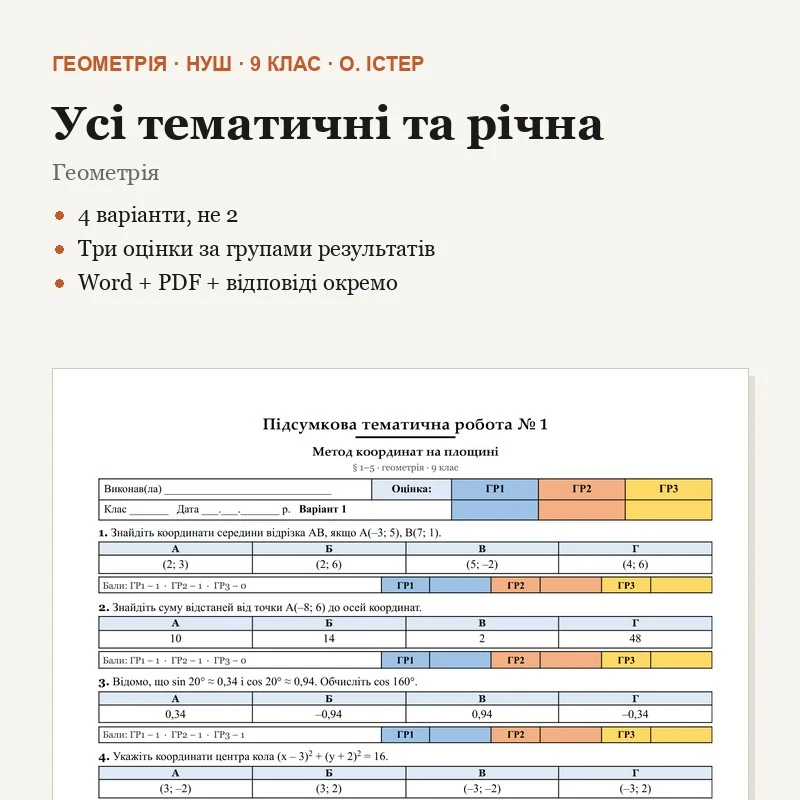 Комплект Геометрія 9 клас - зображення Skoln