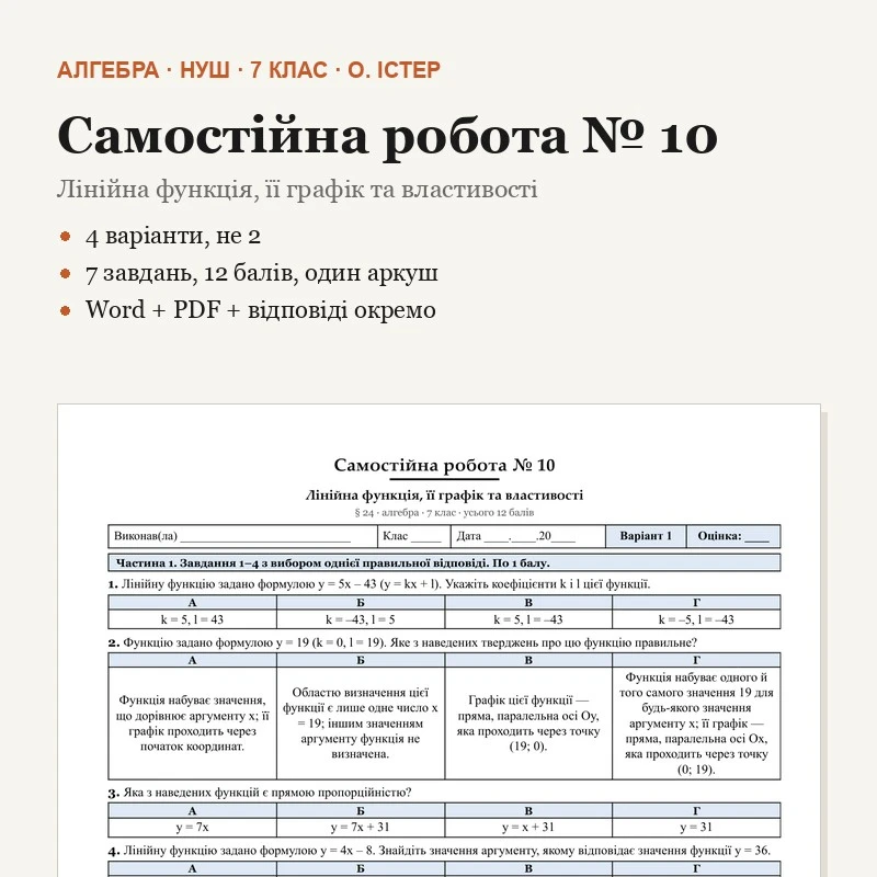 Контрольна робота Алгебра 7 клас - зображення Skoln