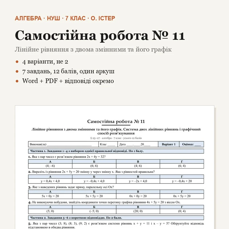 Контрольна робота Алгебра 7 клас - зображення Skoln