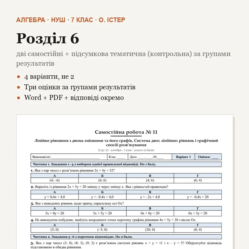 Комплект Алгебра 7 клас - зображення Skoln