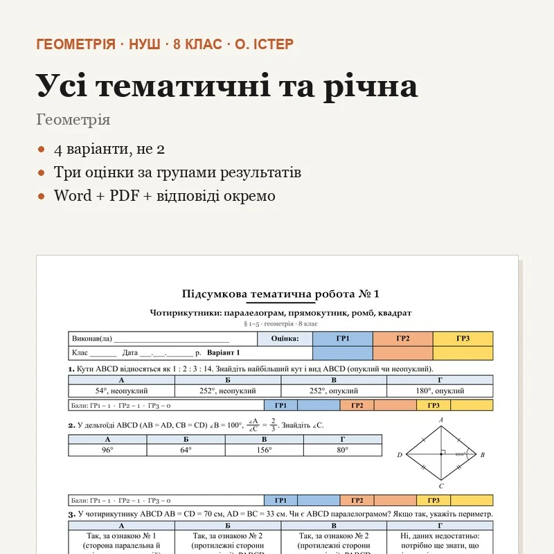 Комплект Геометрія 8 клас - зображення Skoln