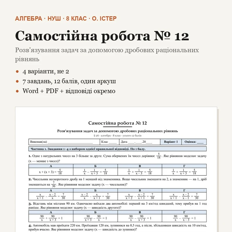 Контрольна робота Алгебра 8 клас - зображення Skoln