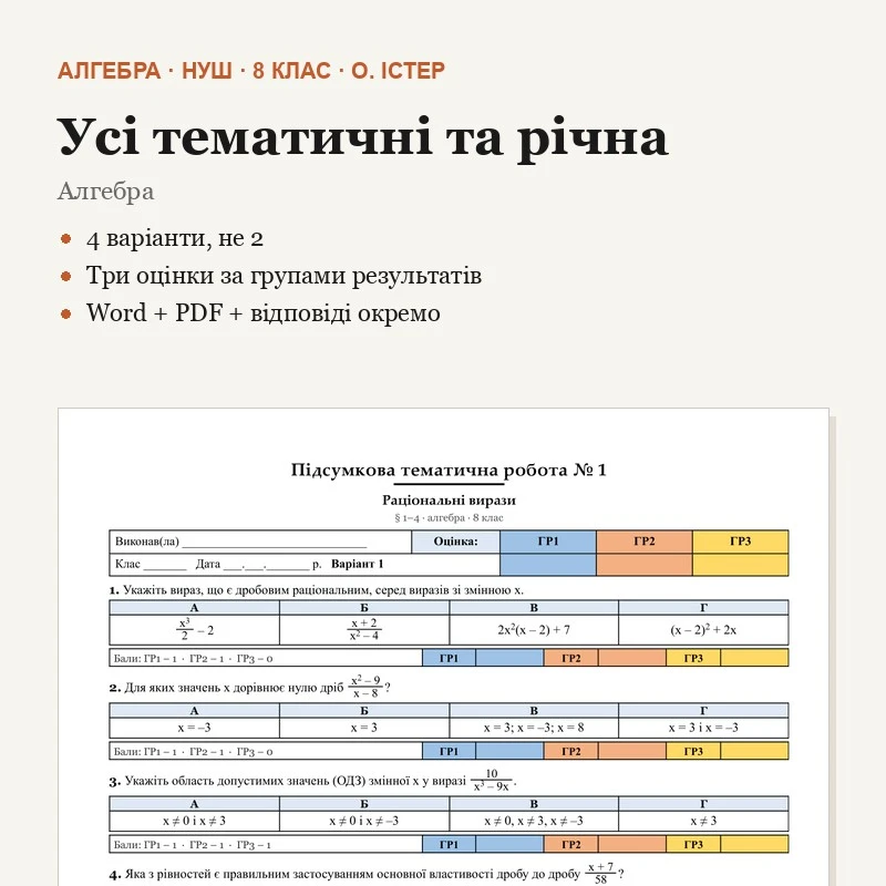 Комплект Алгебра 8 клас - зображення Skoln