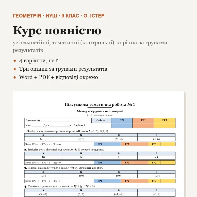 Комплект Геометрія 9 клас - зображення Skoln
