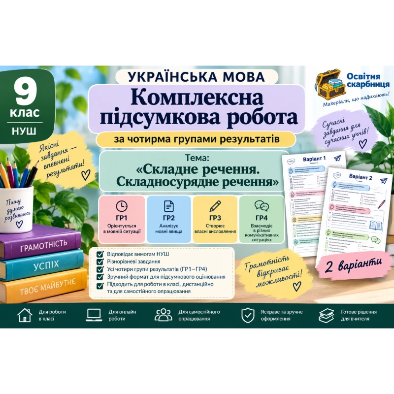 Контрольна робота Українська мова 9 клас - зображення Skoln