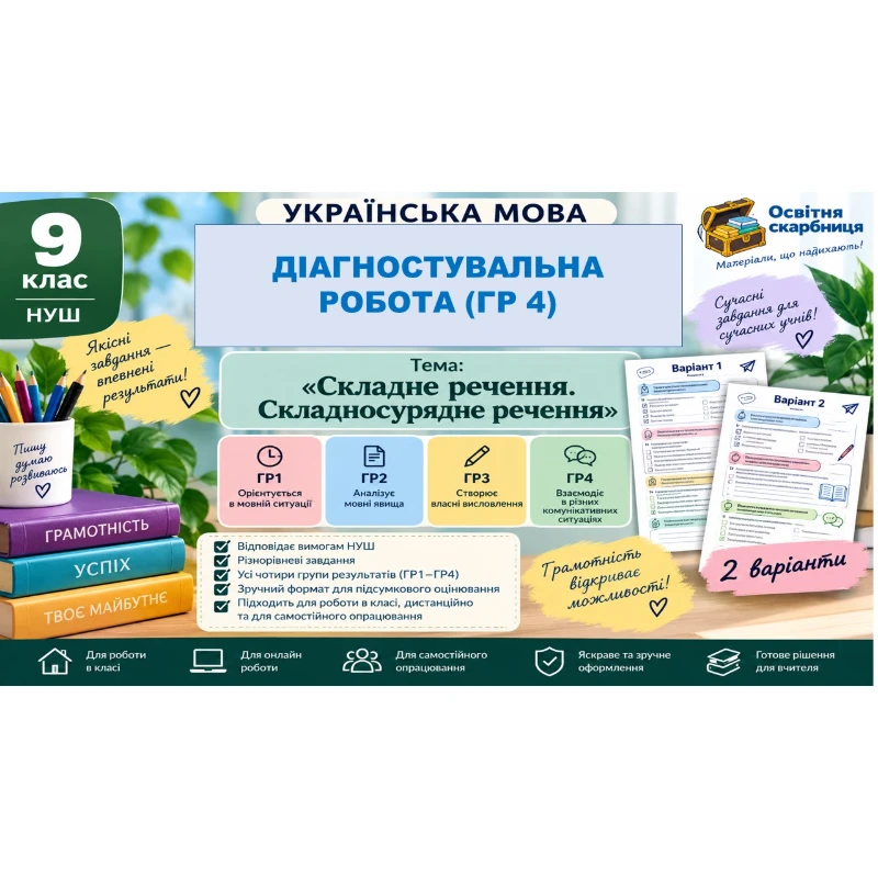 Контрольна робота Українська мова 9 клас - зображення Skoln