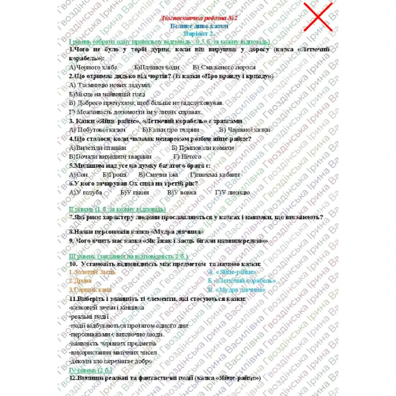 Контрольна робота Українська література 5 клас - зображення Skoln