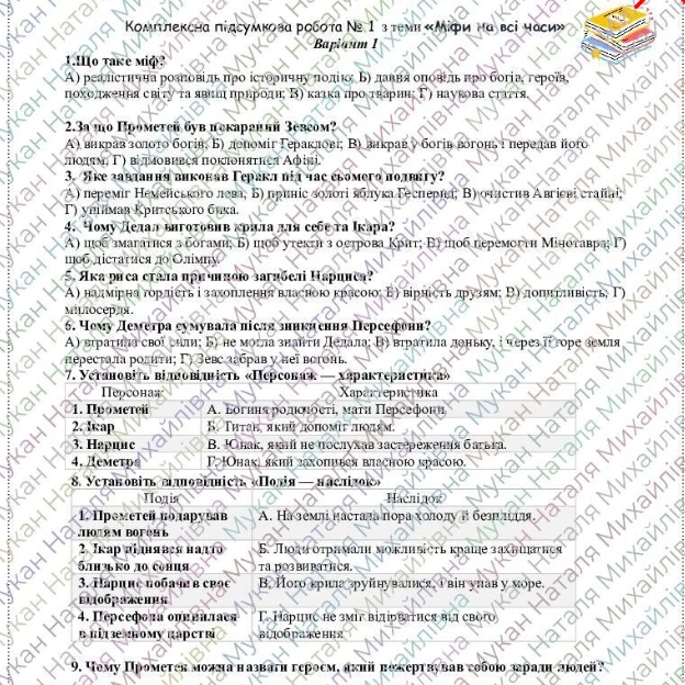 Контрольна робота Зарубіжна література 6 клас - зображення Skoln